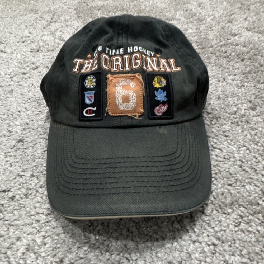 Old Time Hockey NHL "Original 6" Adjustable Cap Hat Black Tan